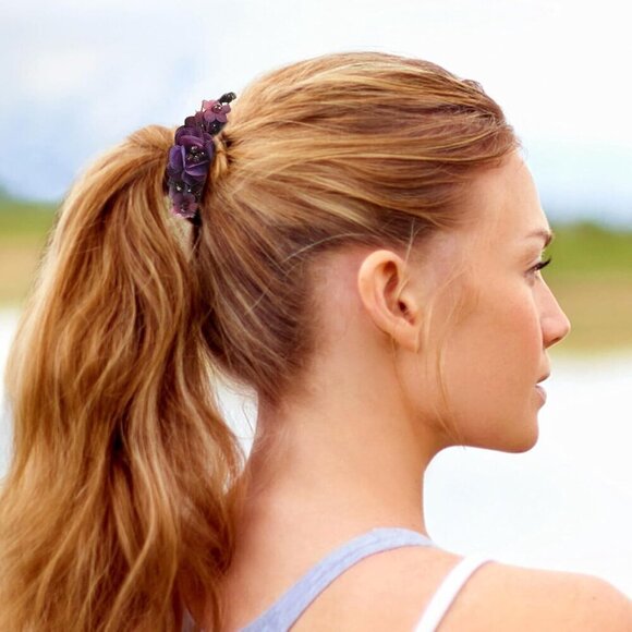 Women\'s Purple Resin Hair Clip Ponytail Holder Updo Accessory main image 5